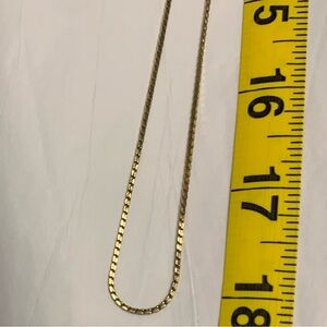 Vintage Monet Herringbone Chain Necklace 4mm 18" Long, Yellow Gold Plated 1980’s